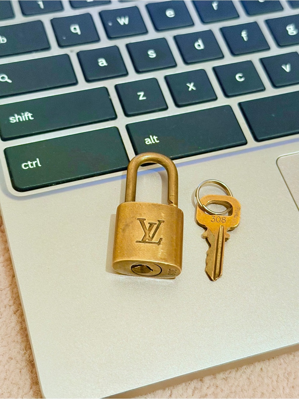 Louis Vuitton Gold Brass Padlock with Key - Picture 3 of 6
